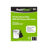 RapidClean 73L All Purpose Black LDPE Garbage Bags