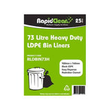 RapidClean 73L Heavy Duty LD Black Garbage Bin Liner (Carton 250)