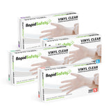 RapidSafety Vinyl Clear Examination Gloves - Various Sizes