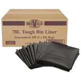 78L BLACK Bin Liner 91x76cm 250pk Bin Bags