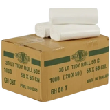 36L WHITE Tidy Bag 66X58cm Roll MaxValu Bin Bags
