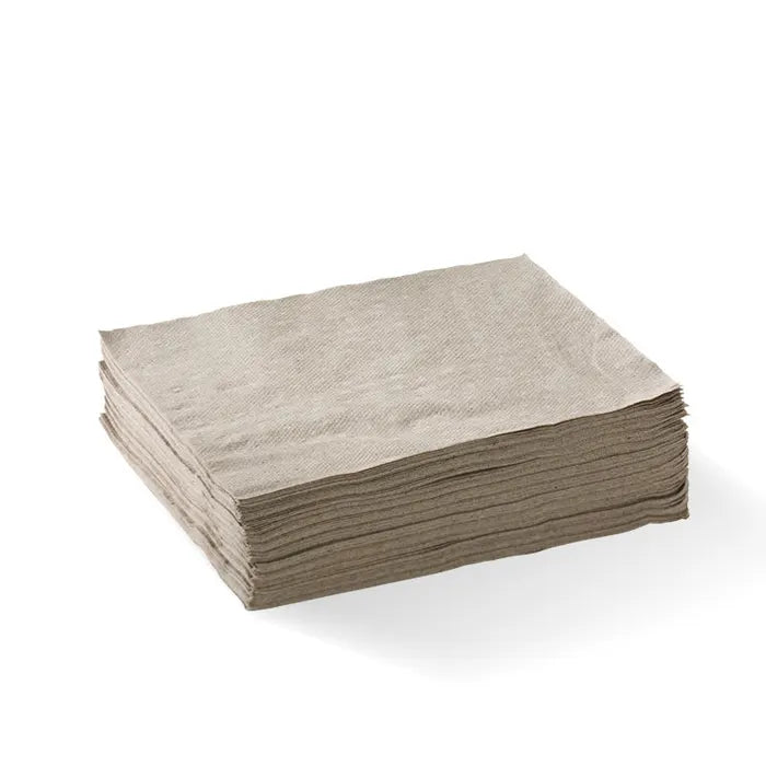 Stack of beige napkins on a white background