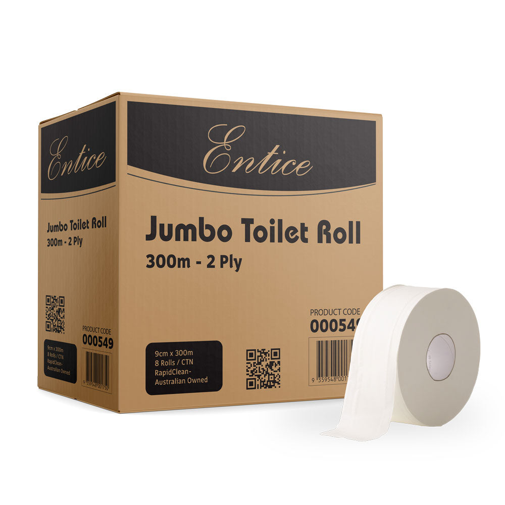 Entice Jumbo Toilet Rolls 9cm x 300m 8pack