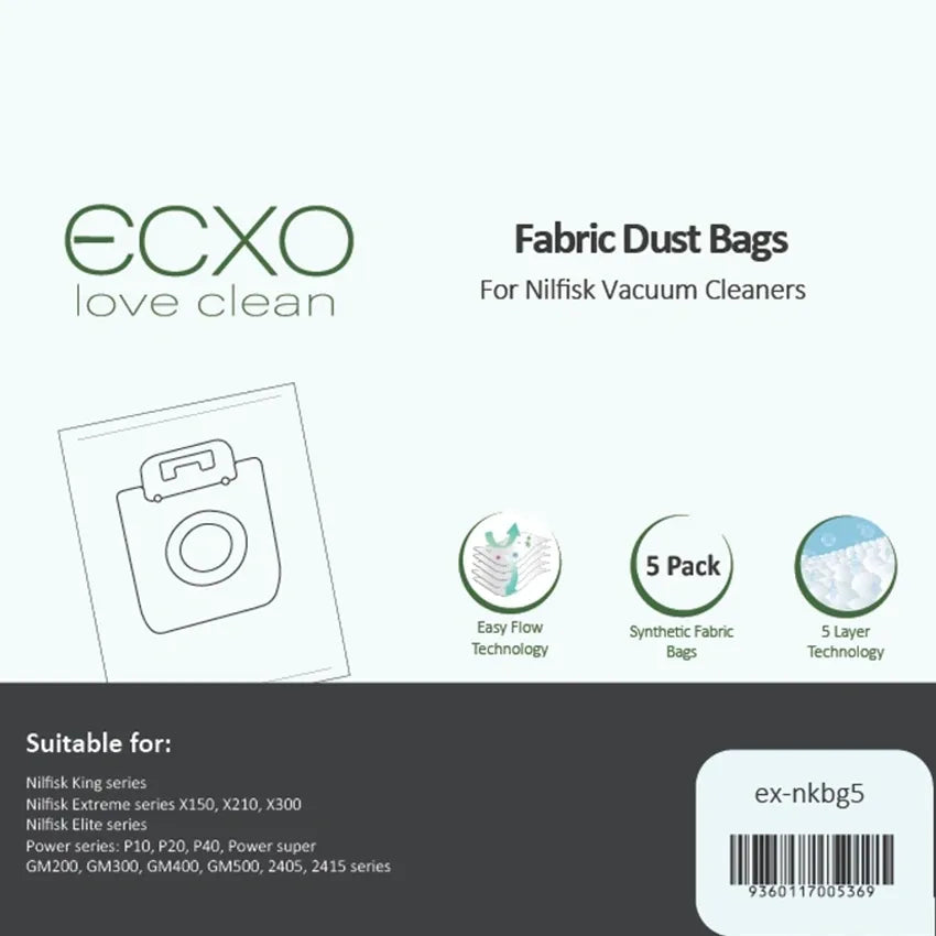 Bag ECXO - Nilfisk Elite, King, GM , Power (5pk)