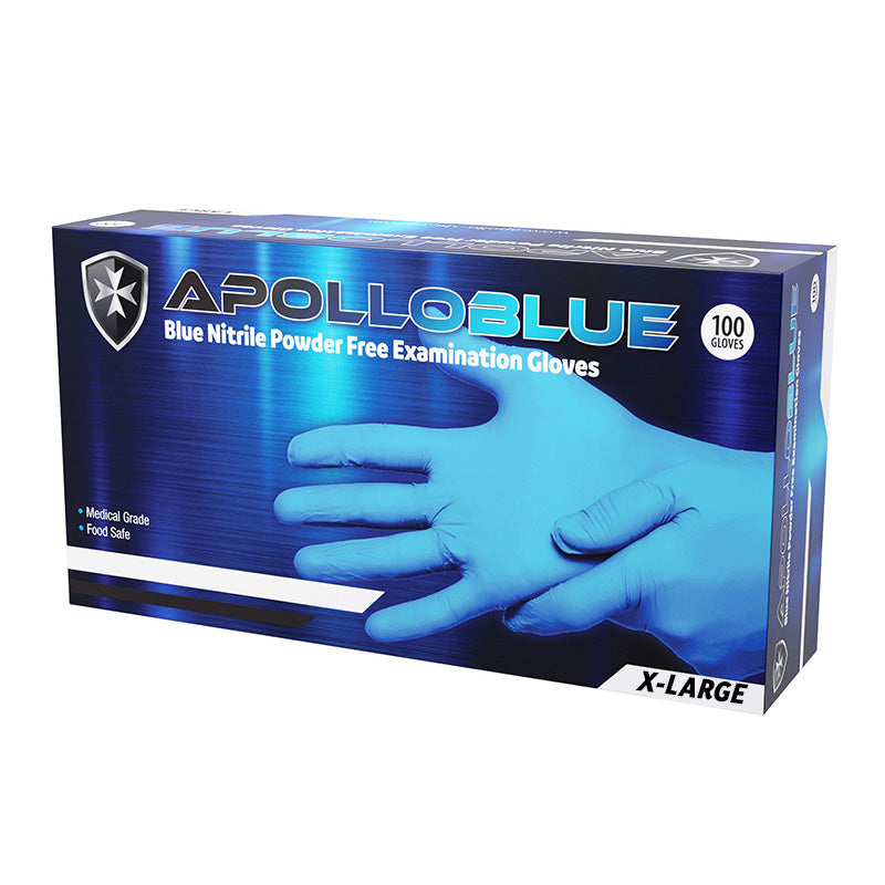 Apollo Nitrile Blue Examination Gloves 100-pack (various sizes)