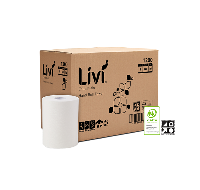 Livi Essentials Hand Towel Roll 1 Ply 80m x 16 1200