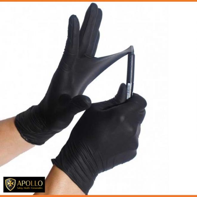 ApolloBlack Nitrile Disposable Gloves 100-pack (various sizes)
