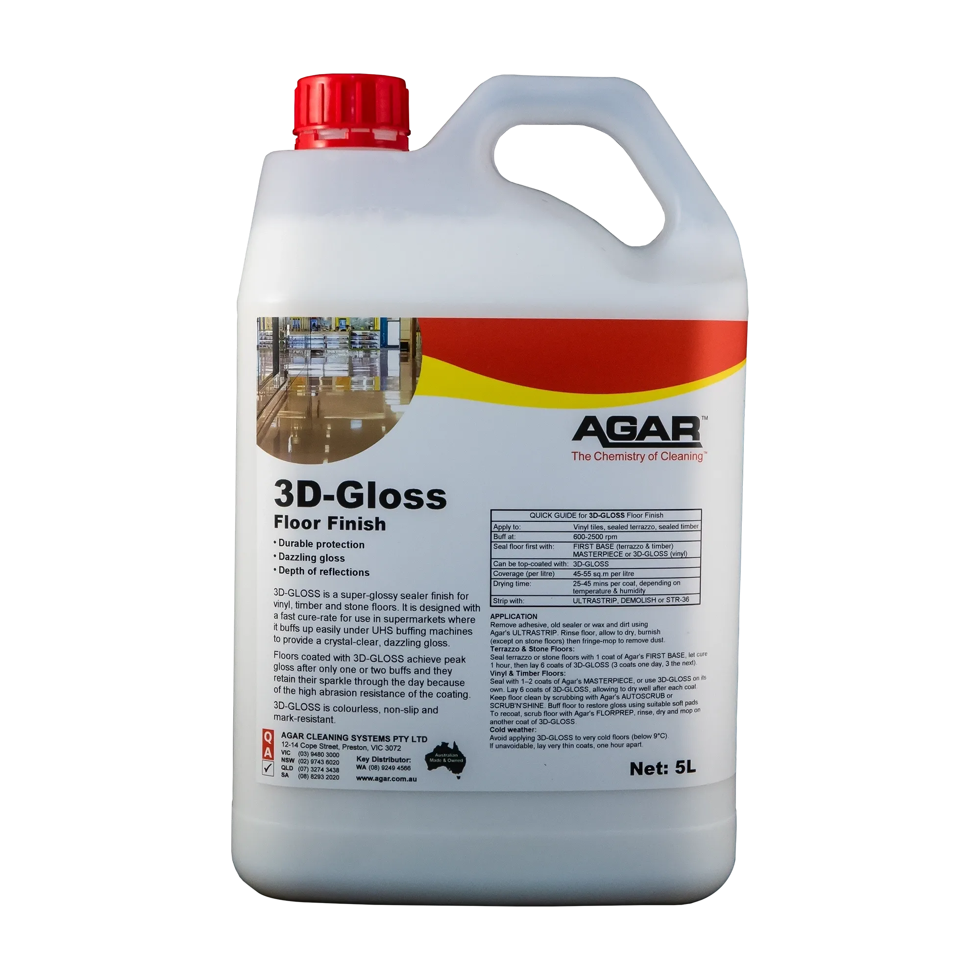 Agar 3D-Gloss Floor Finish Various Sizes