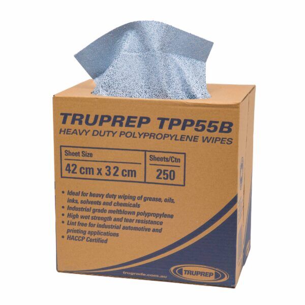 Truprep Melt Blown Polypropylene EPIC Wipes Blue 42cm x 32cm (Ctn 250)
