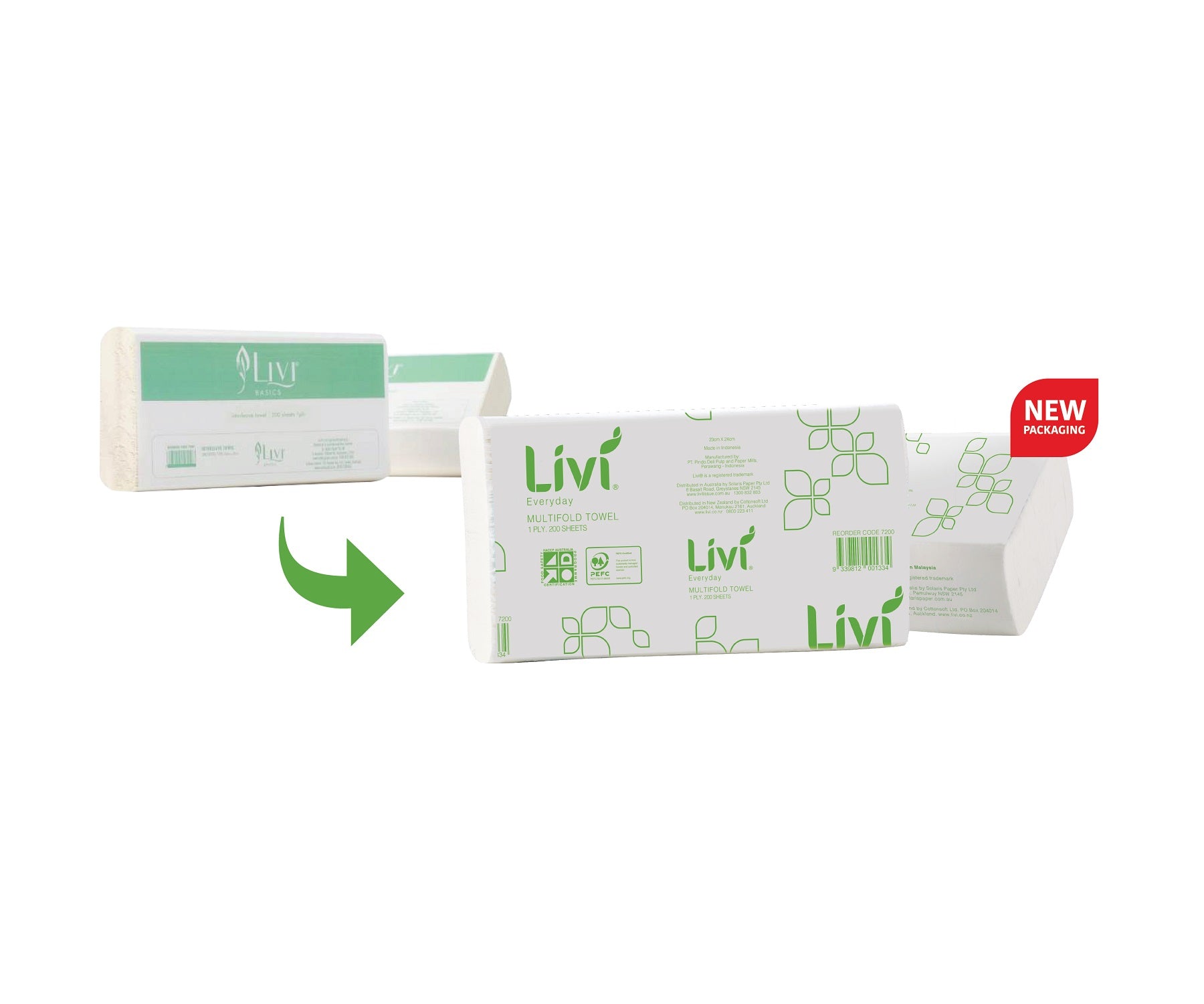 Livi Basics 7200 Multifold Hand Towel 1 Ply 200 x 20 Sheets