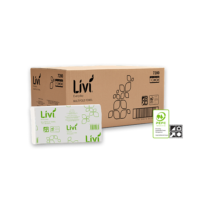 Livi Basics 7200 Multifold Hand Towel 1 Ply 200 x 20 Sheets