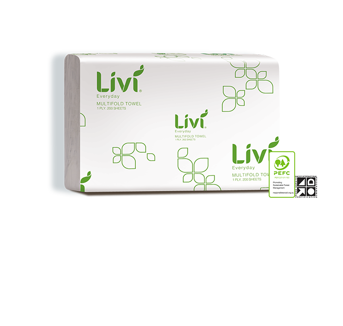 Livi Basics 7200 Multifold Hand Towel 1 Ply 200 x 20 Sheets