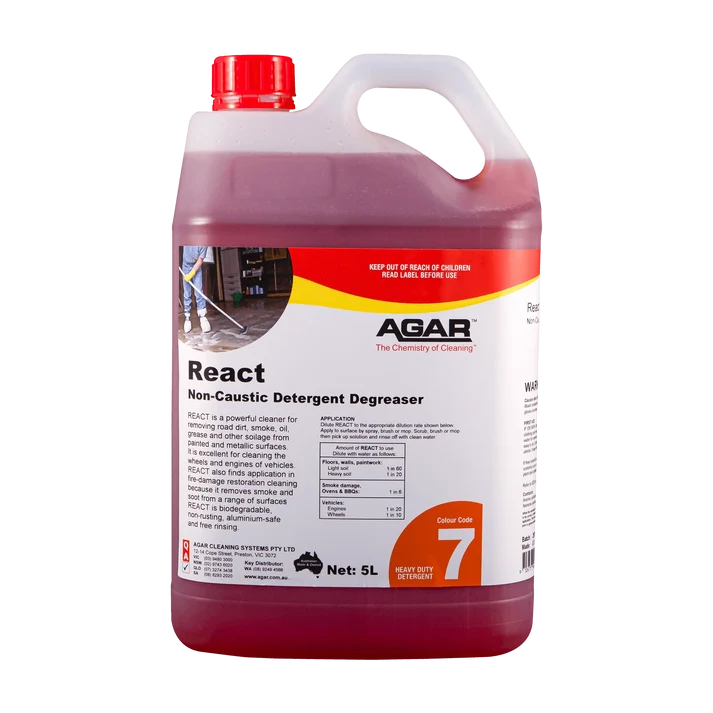 Agar React Non-Caustic Detergent Degreaser 5L
