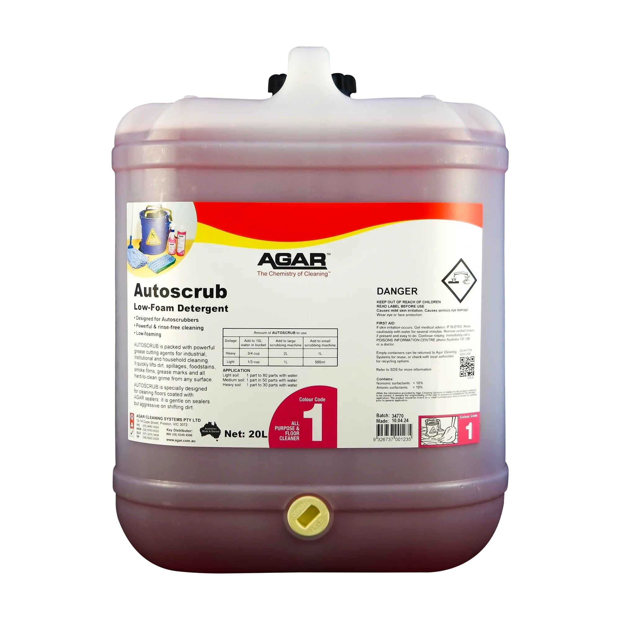 Agar Autoscrub Low Foam Detergent Various Sizes