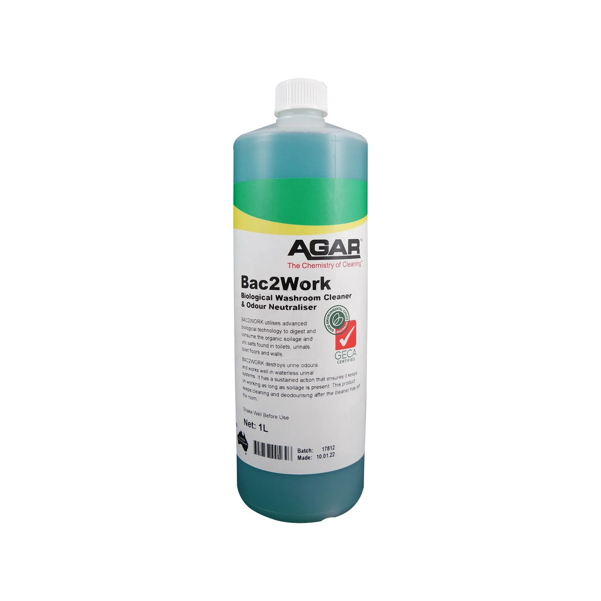 Agar Bac2Work Biological Washroom Cleaner and Odour Neutraliser GECA Approved