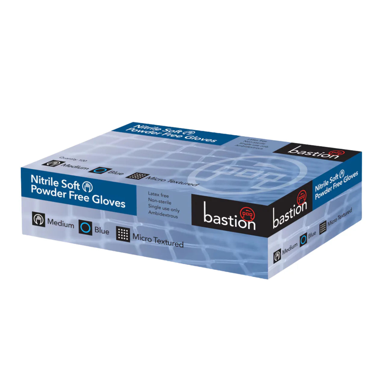 Bastion Nitrile Soft Blue Powder Free Gloves