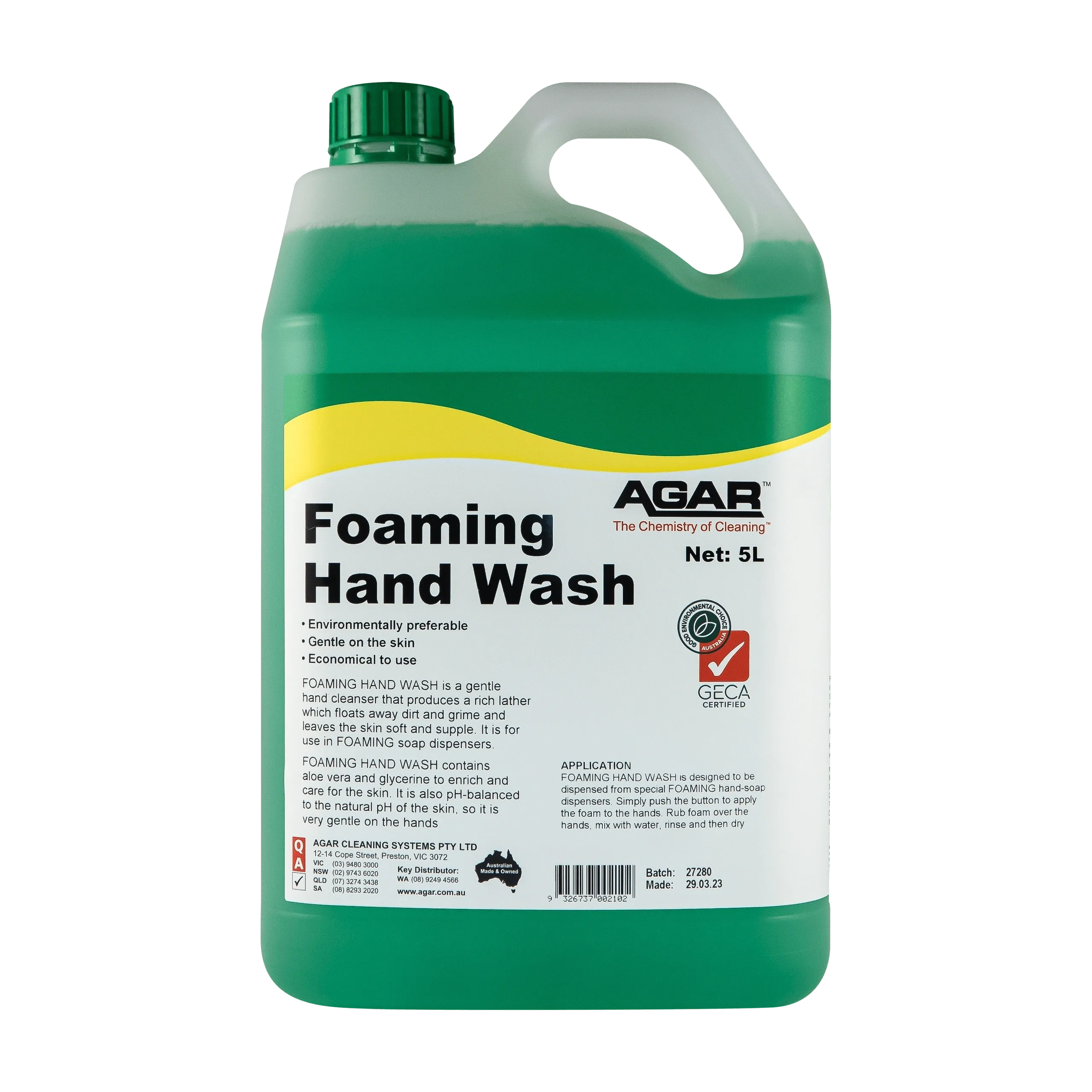 Agar Foaming Hand Wash GECA Approved
