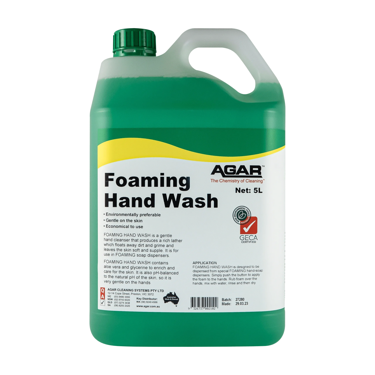 Agar Foaming Hand Wash GECA Approved