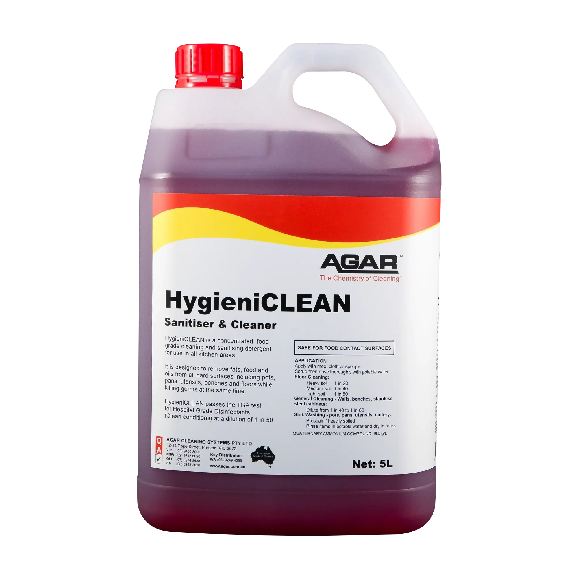 Agar Hygieniclean Sanitiser & Cleaner Food Grade