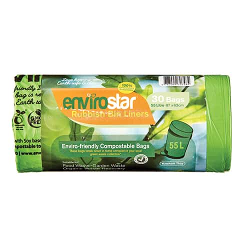 Envirostar Compostable Green Bin Liner 55L Roll (Carton 300)