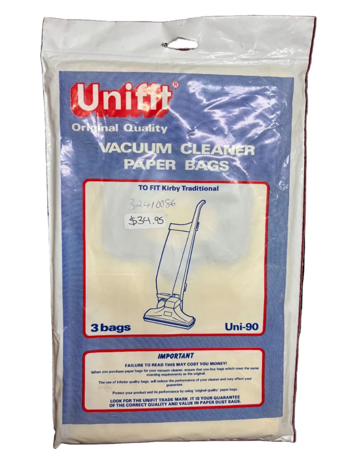 Package of Unifit vacuum cleaner paper bags