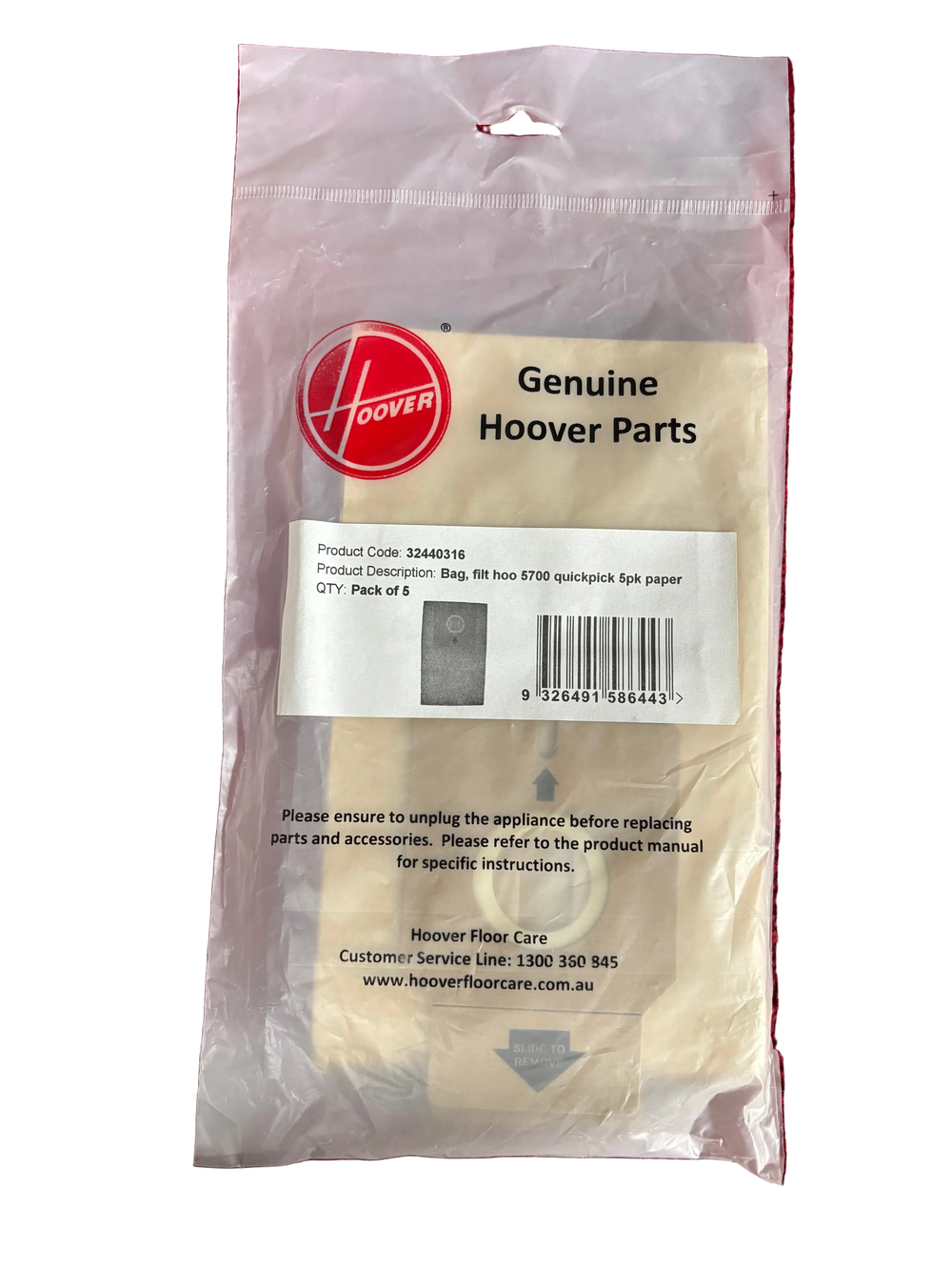 Package of Genuine Hoover Parts on a red background