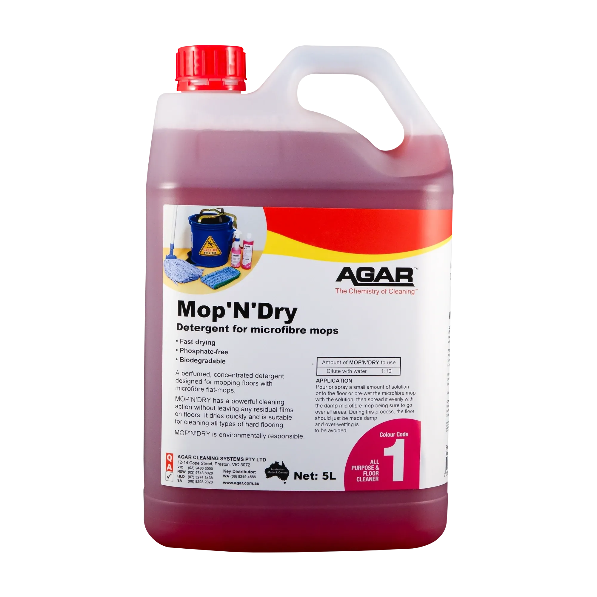 Agar Mop'N'Dry Detergent for Microfibre Mops Various Sizes