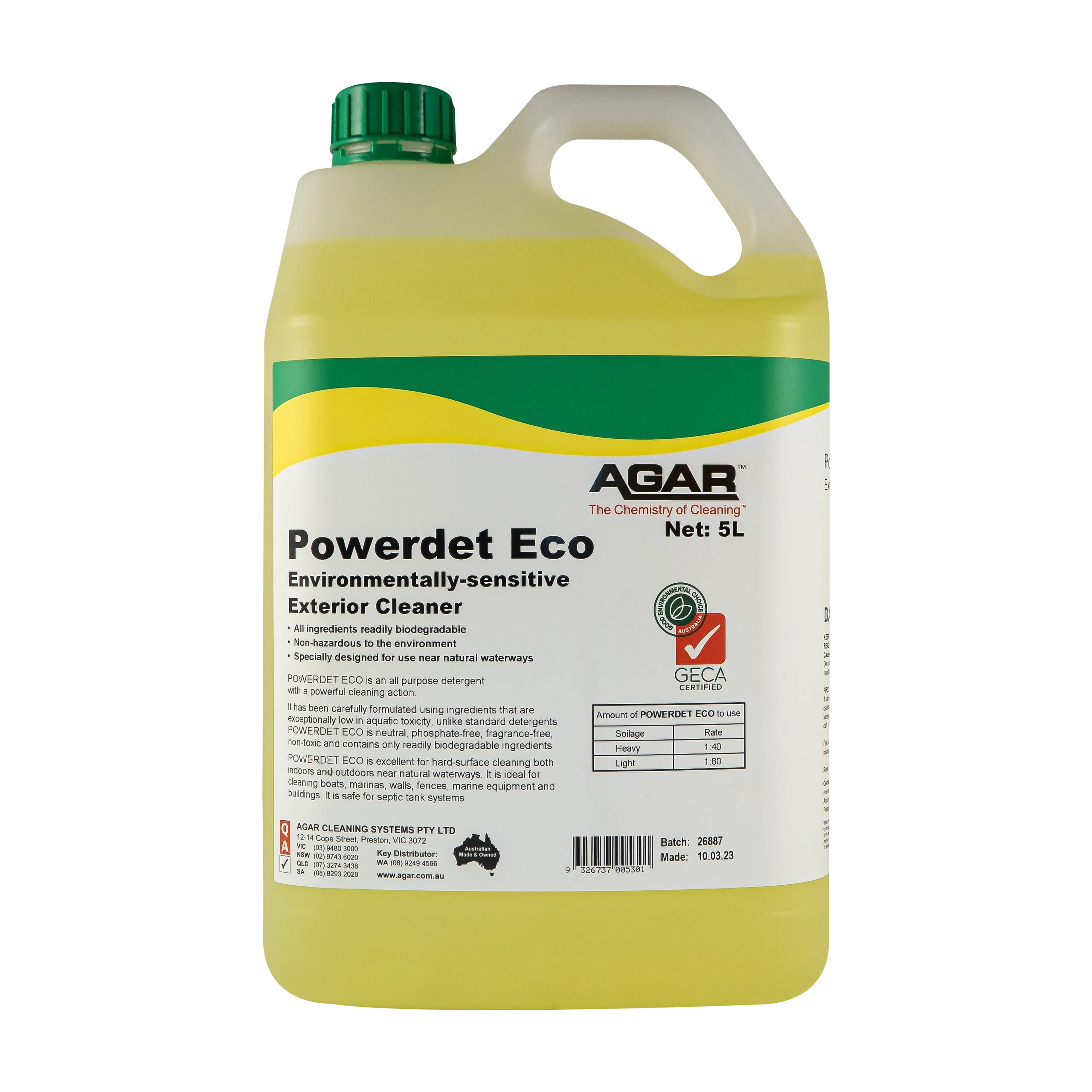 Agar Powerdet Eco Environmentally Sensitive Exterior Cleaner GECA Approved