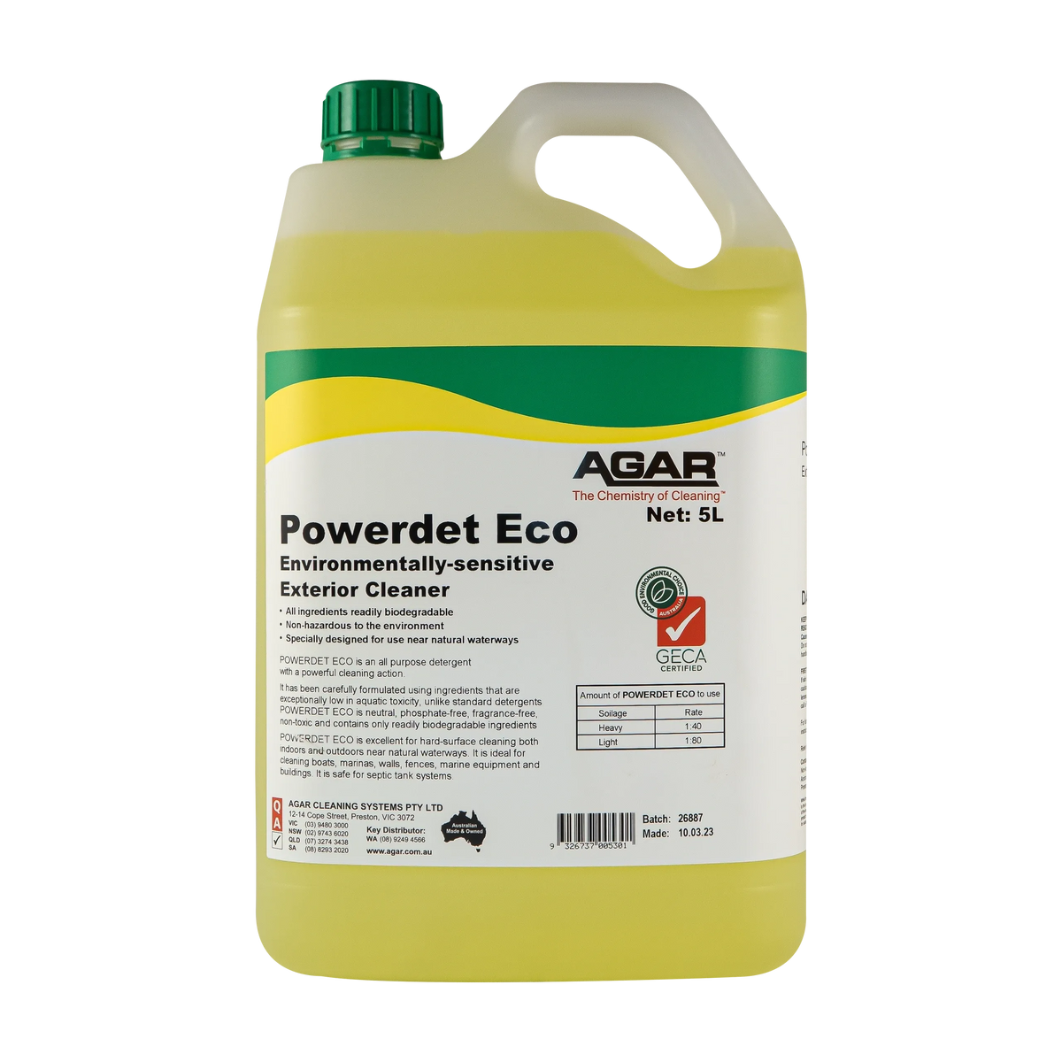 Agar Powerdet Eco Environmentally Sensitive Exterior Cleaner GECA Approved