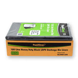 RapidClean 120L Heavy Duty Black Garbage Bin Liner (Carton 100)