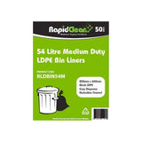 RapidClean 54L Medium Duty Black LDPE Garbage Bags (Carton 250)