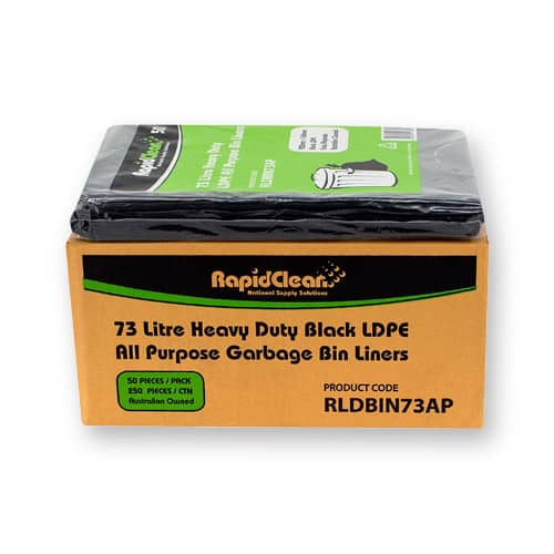 RapidClean 73L All Purpose Black LDPE Garbage Bags