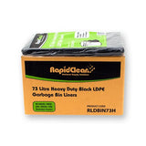 RapidClean 73L Heavy Duty LD Black Garbage Bin Liner (Carton 250)
