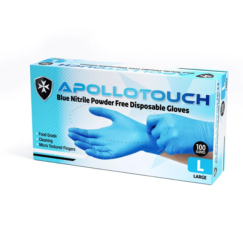 ApolloTouch Blue Nitrile Powder Free Disposable Gloves