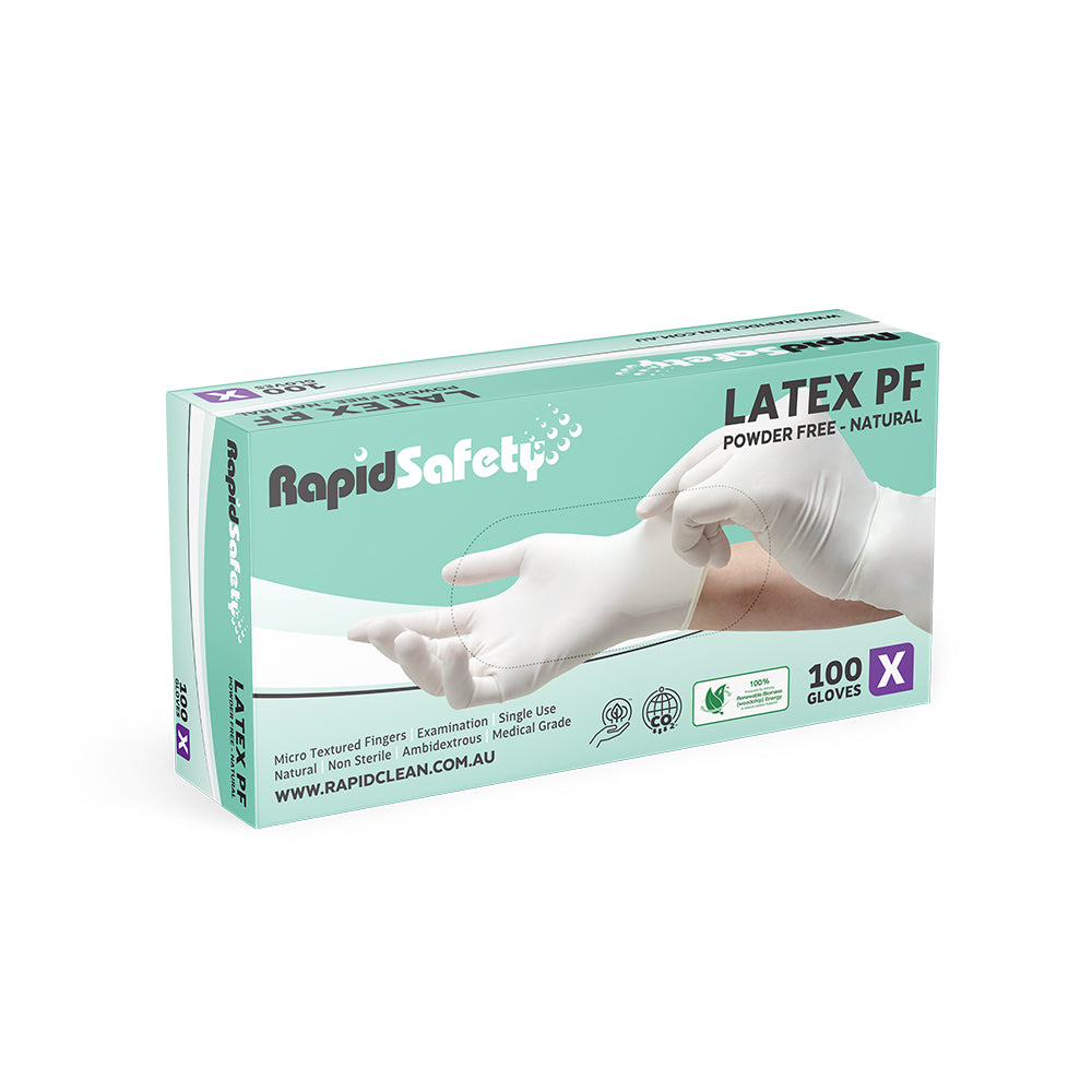 RapidSafety Latex Powder Free Examination Gloves - Various Sizes
