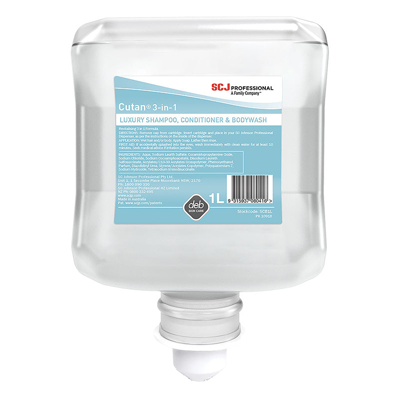 SCJ Cutan 3-in-1 Shower Care Shampoo/Cond Body Wash 2LT Cartridge