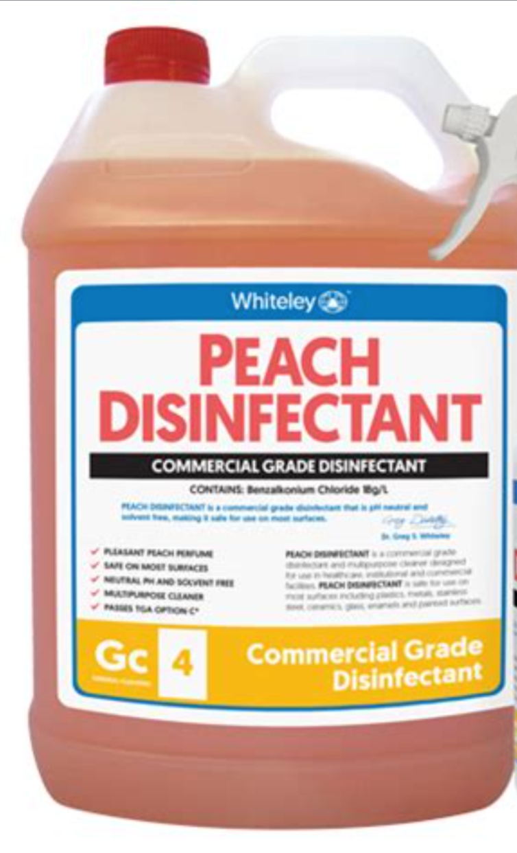 Whiteley Peach Disinfectant 5L Commercial Grade Disinfectant