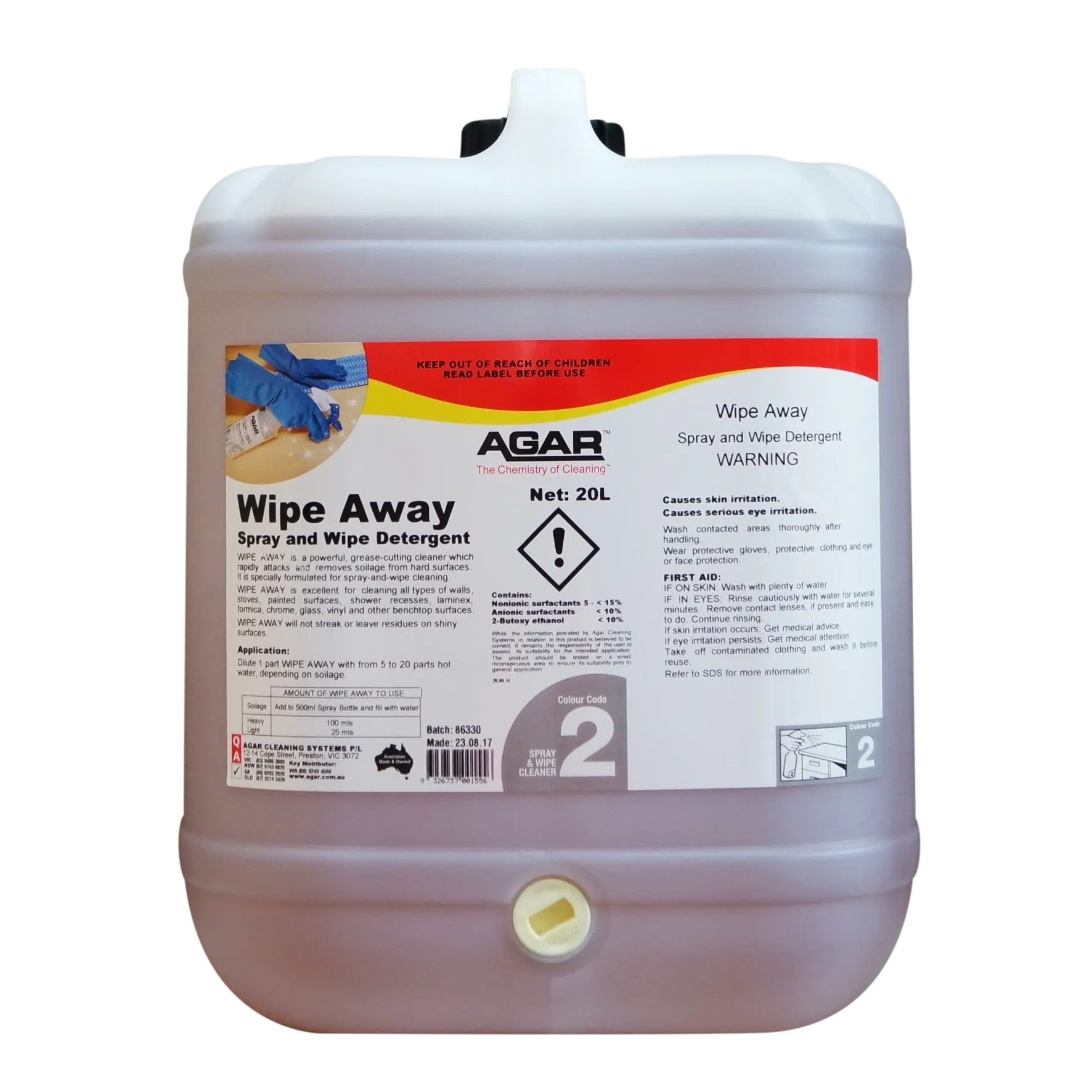 Agar Wipe Away Spray & Wipe Detergent Various Sizes