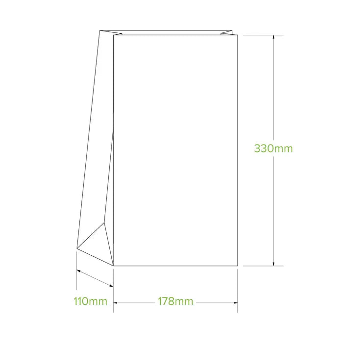 Biopak Kraft paper bag 178 x 110 x 330mm (Carton 1000)
