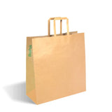 Biopak Flat Handle Kraft Paper Bags - FSC Mix - 250/carton Various Sizes