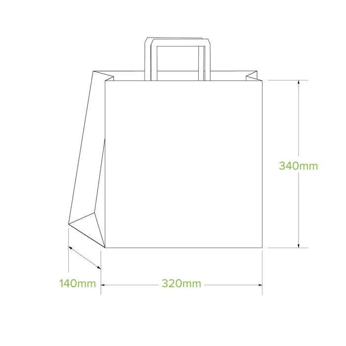 Biopak Flat Handle Kraft Paper Bags - FSC Mix - 250/carton Various Sizes