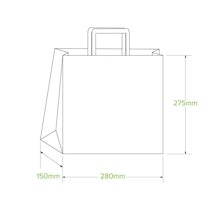 Biopak Flat Handle Kraft Paper Bags - FSC Mix - 250/carton Various Sizes