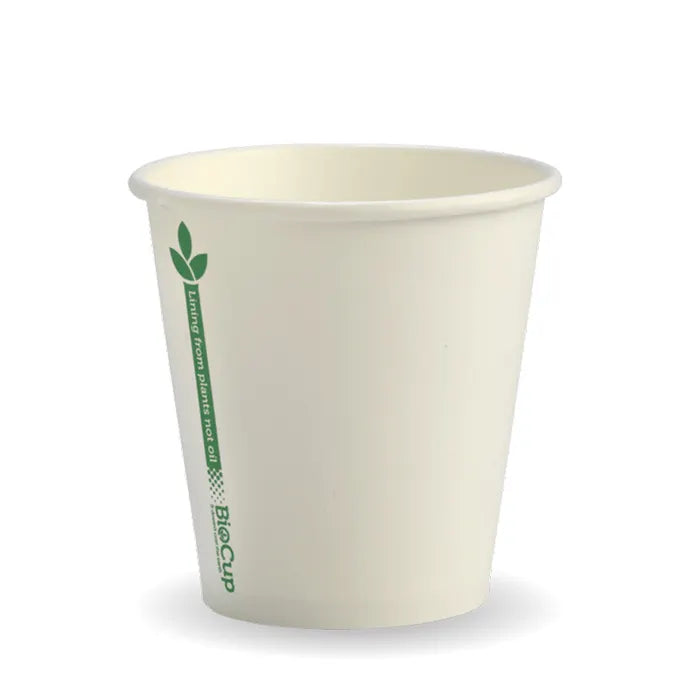 Biopak 230ml / 6oz (80mm) White Green Line Single Wall BioCup (Carton 1000)