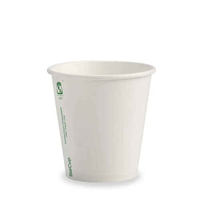 Biopak 230ml / 6oz (90mm) White Single Wall BioCup - SA Comp