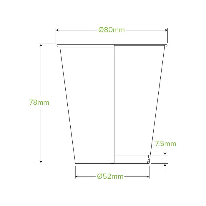 Biopak 230ml / 6oz (90mm) White Single Wall BioCup - SA Comp