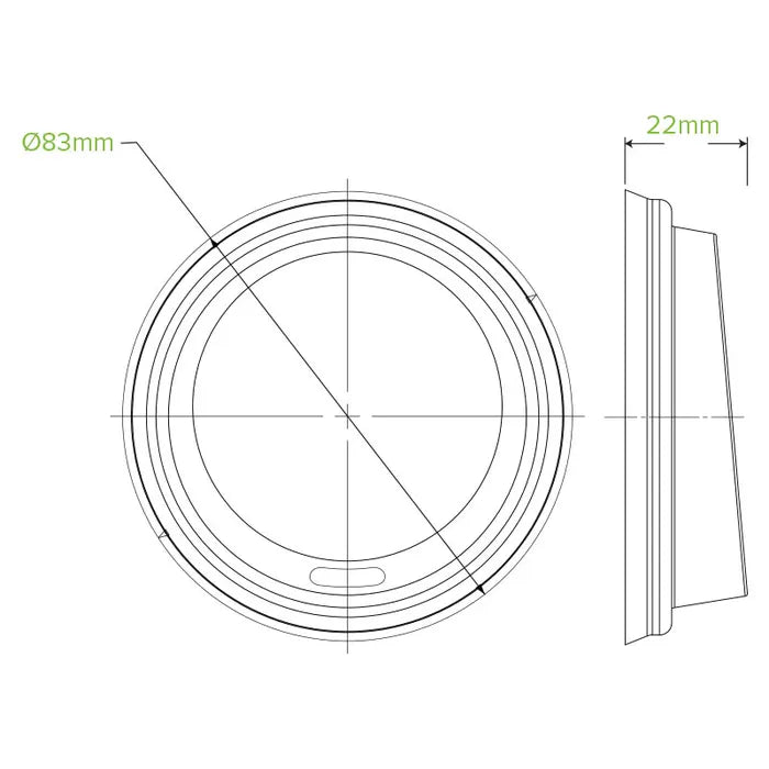 Biopak 80mm Small Black PLA BioCup Lid (Carton 1000)
