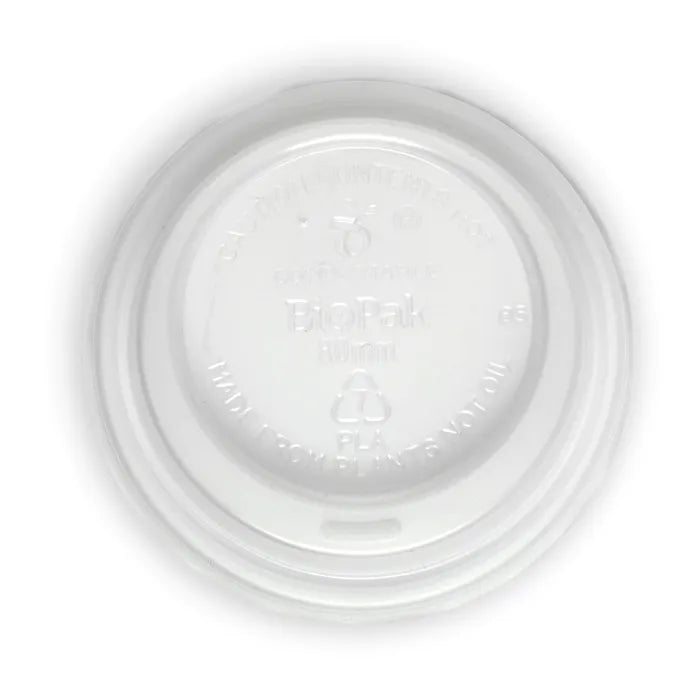 Biopak 80mm Small Clear PLA BioCup Lid (Carton 1000)