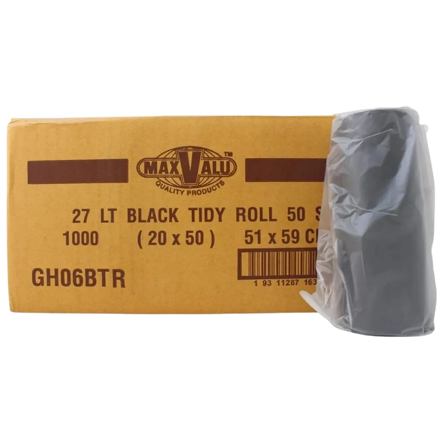 27L BLACK Tidy Bag 59X51cm Roll Bin Bags