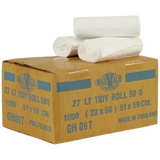 27L WHITE Tidy Bag 59X51cm Roll MaxValu Bin Bags