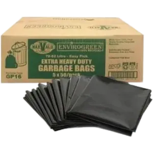 Extra H/Duty Liner 80L Garbage Bag 90x75cm Black Bin Bags